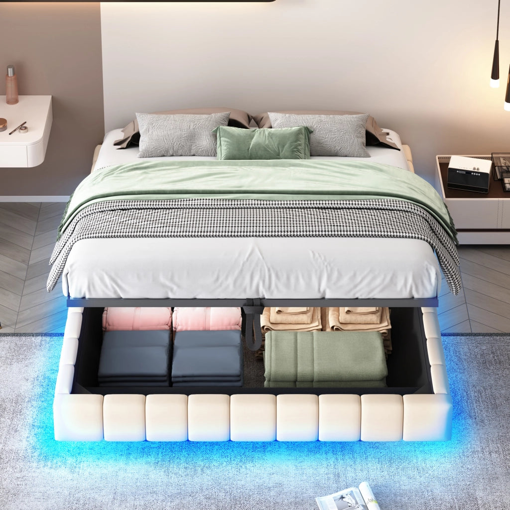 letto imbottito lino beige 160 x 200 cm