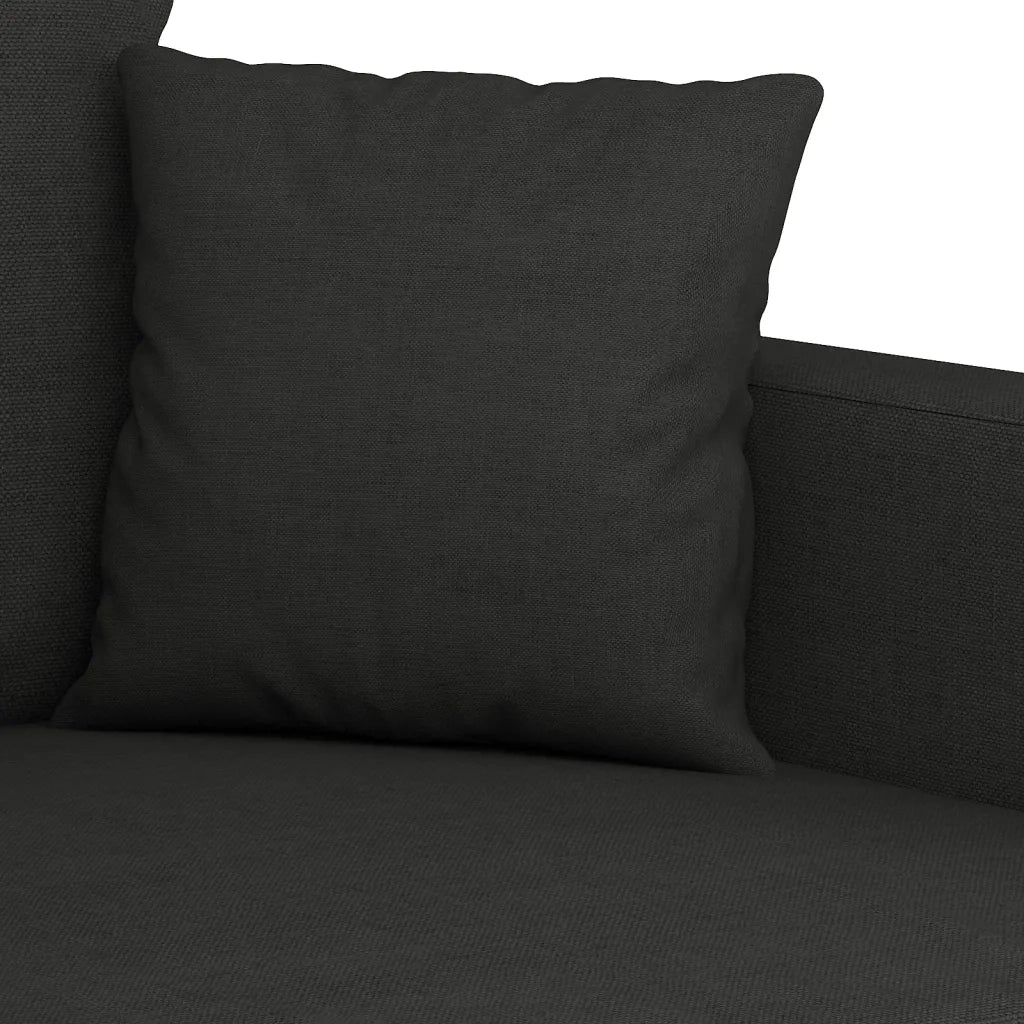 Set di Divani 3 pz con Cuscini Nero in Tessuto