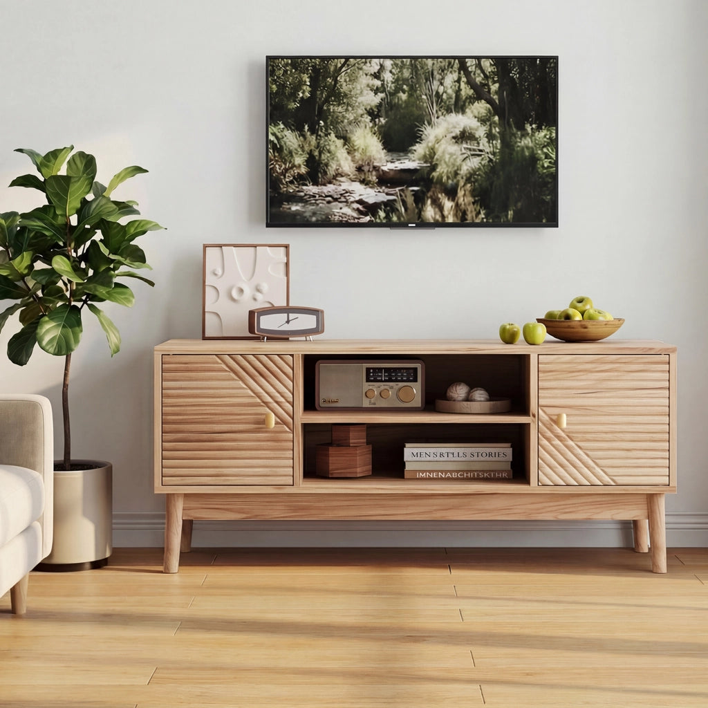 Cassettiera TV colore noce; in MDF; lunghezza 110 cm
