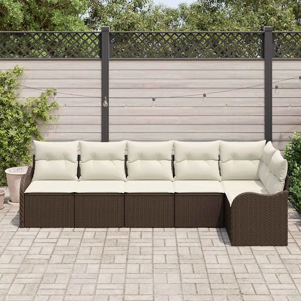 Set Divano da Giardino 6 pcs Marrone polyrattan