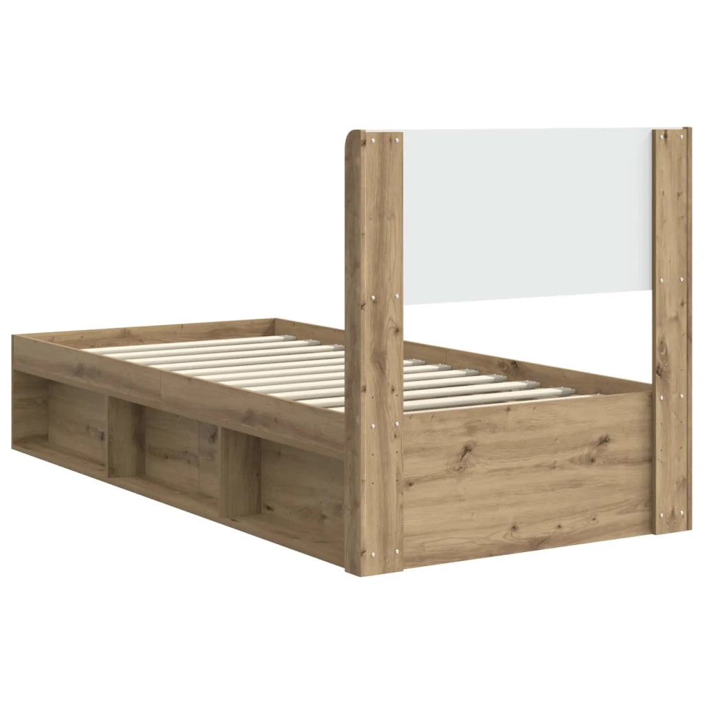 Letto singolo | Letto per adulti | Struttura del letto con stoccaggio e testata Rovere Artigianale