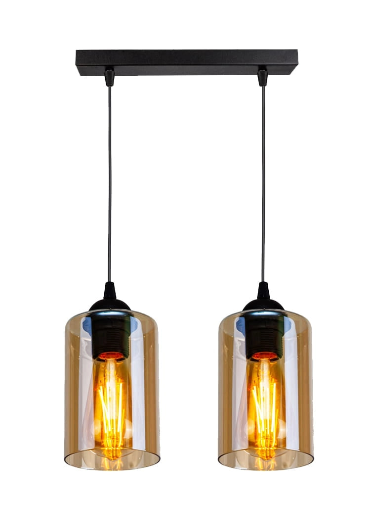 Lampada a sospensione Candellux Bistro 2xE27 nero ambra