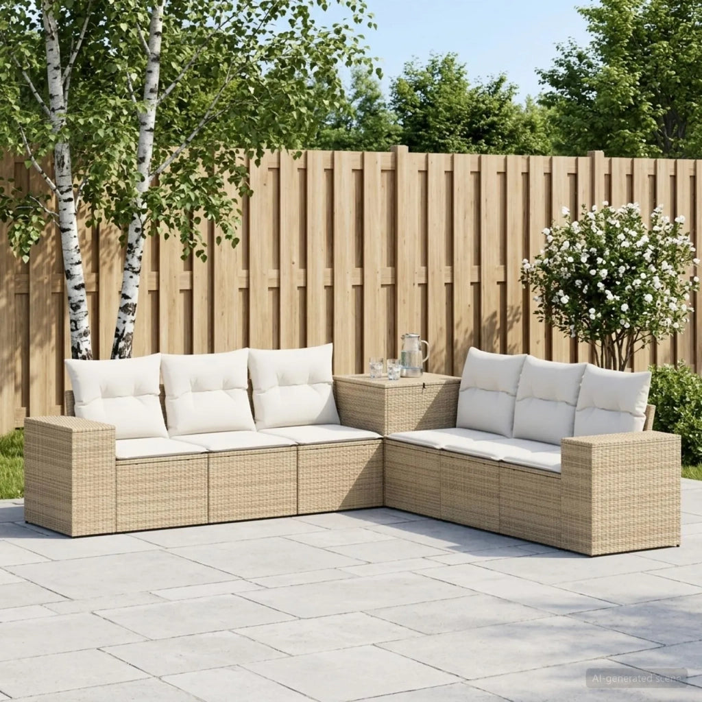 Set di divani 7 pz Beige e Bianco Crema 3448848