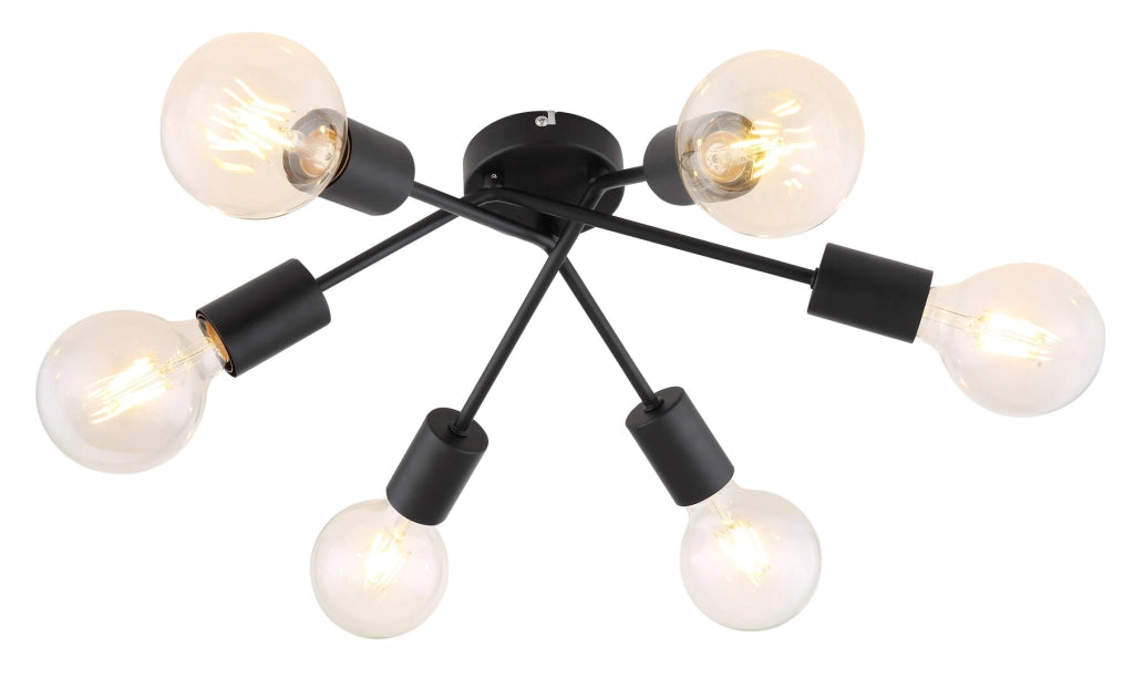 Plafoniera industriale 6 luci E27 nera Rabalux Lamar