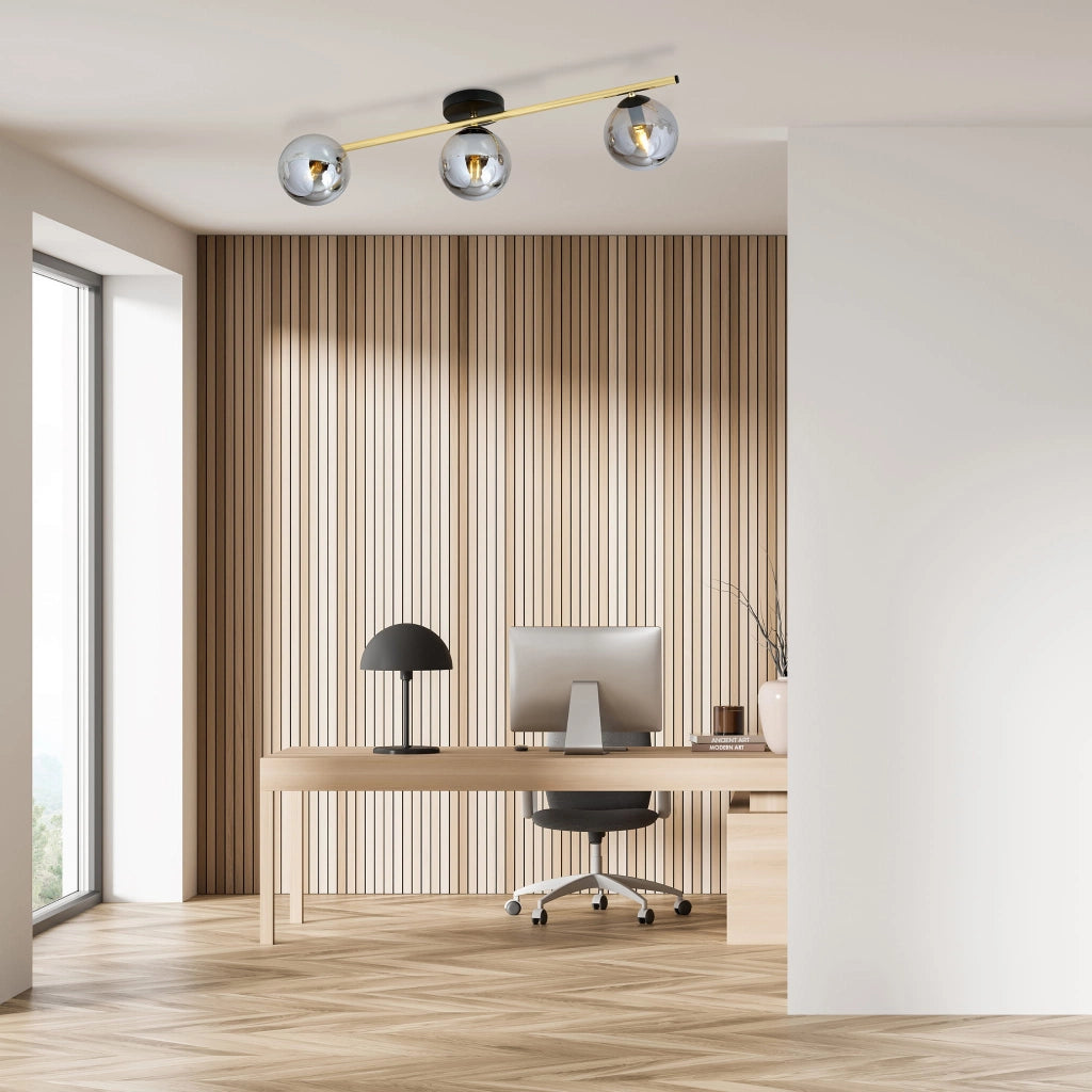 Plafoniera Emibig Splendi 3xE14 oro/grafite dimmer