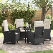Set da Pranzo per Giardino con cuscino 5 pcs Nero polyrattan