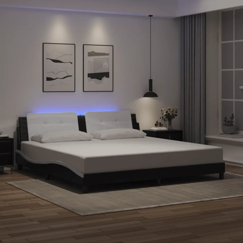 Giroletto con LED senza Materasso Zadar Nero e Bianco 200x200 cm