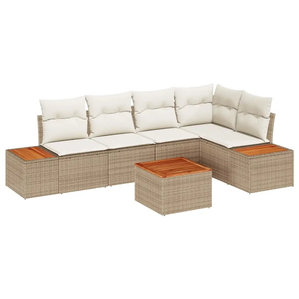 Set Divano da Giardino con cuscino 6 pcs Beige Poly Rattan 3348092