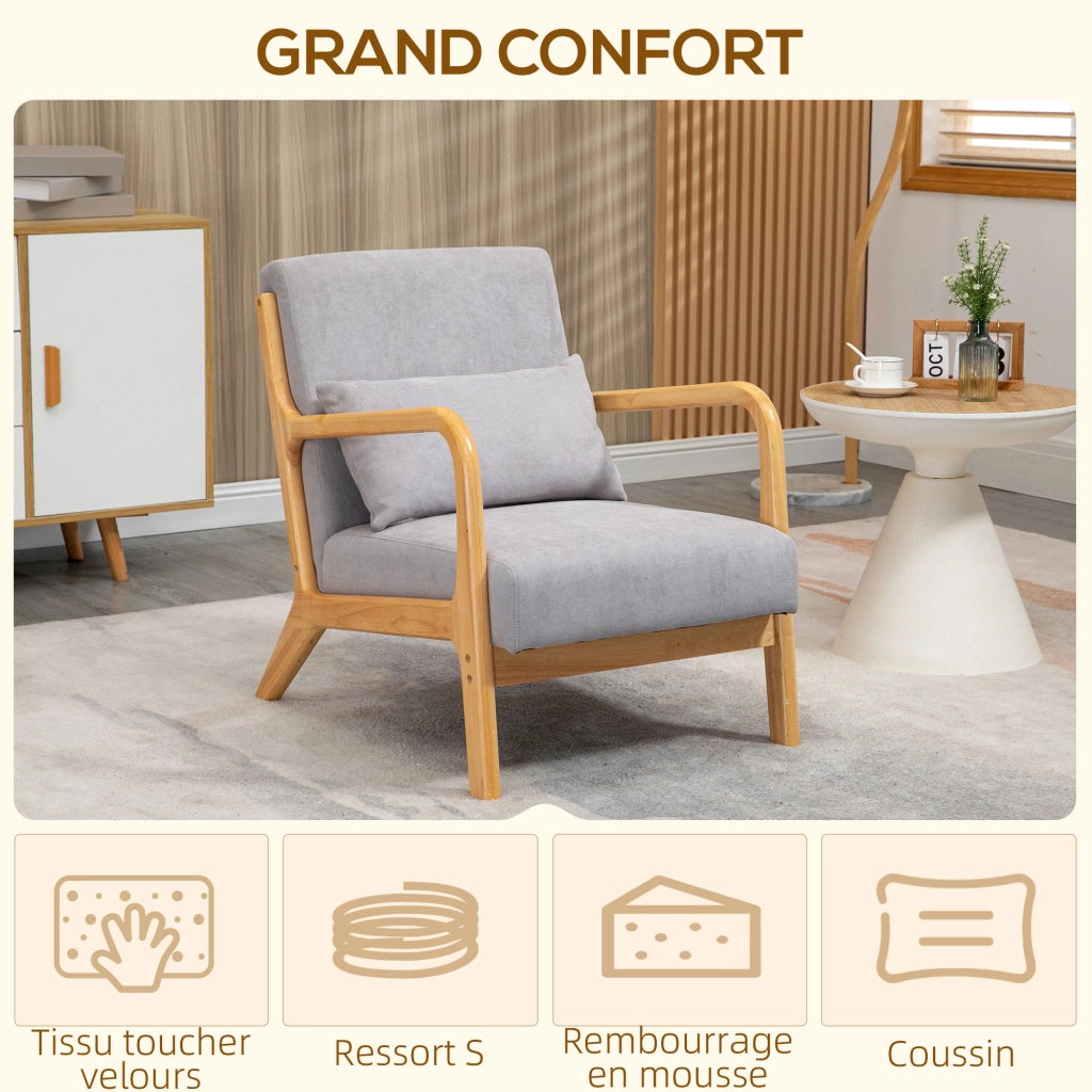 Poltrona relax lounge ¨C Xylo ¨C velluto grigio con cuscini e braccioli