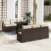 Set Divano da Giardino 7 pcs Marrone e Crema polyrattan