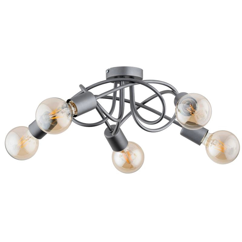 Plafoniera moderna cromata Boston 5 luci E27 15W Alfa