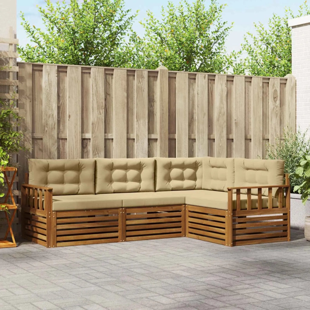 Set di divani da esterno con cuscino 4 pcs Naturale e Beige 3373373