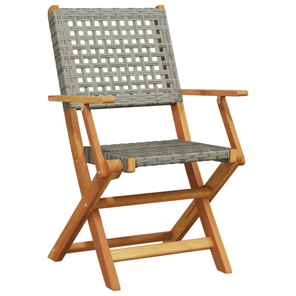 Set Pranzo da Giardino 5pz Grigio Polyrattan e Legno Massello 3281827