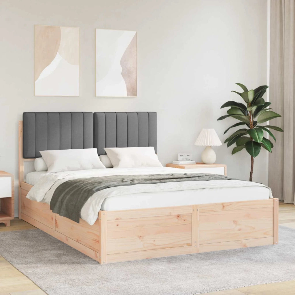 Letto con Testiera Rivestita-Struttura Letto con Testiera Grigio scuro 135 x 190 cm 127115
