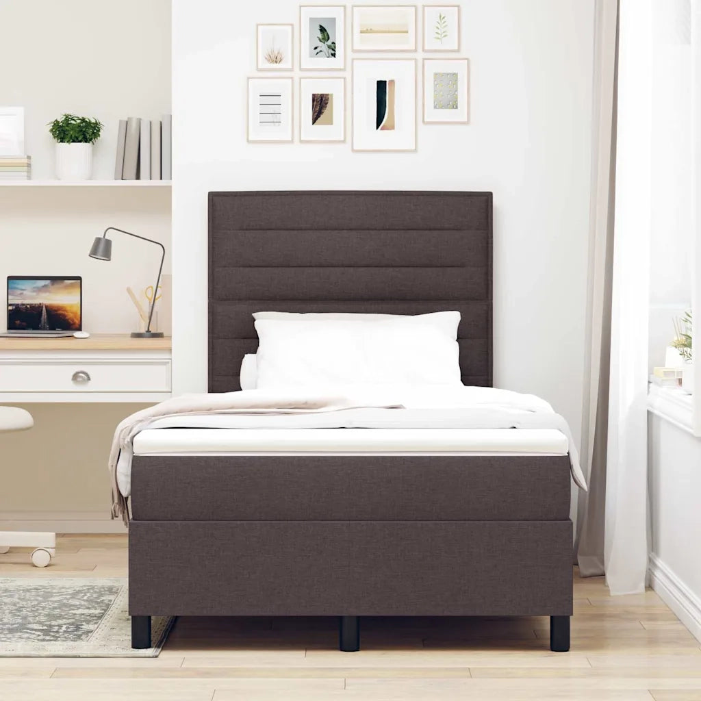 Letto a molle con materasso Marrone Scuro 120 x 190 cm Tessuto 3339297