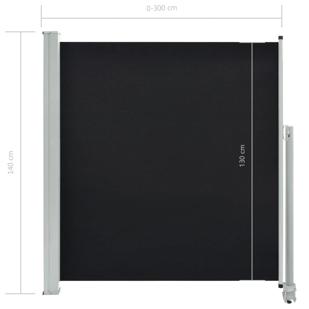 Tenda da sole laterale retrattile/schermo privacy per patio giardino terrazza balcone 140 x 300 cm nero 02_0007230