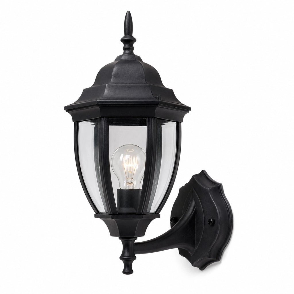 APPLIQUE DA ESTERNO LANTERNA NERA PARETE E27 MAX 60W CLASSICA GIARDINO IP44 A2-S
