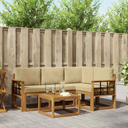Set di divani da esterno con cuscino 5 pcs Naturale e Beige 3366371