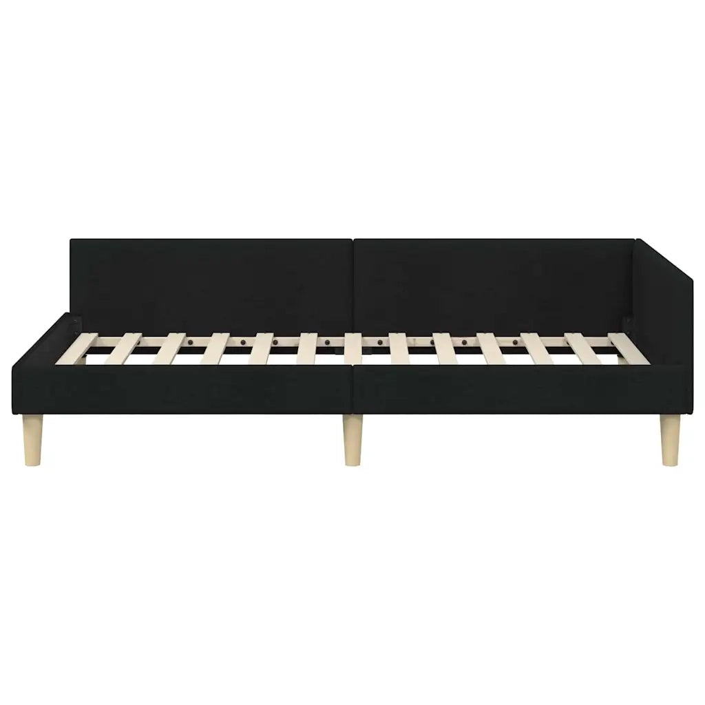 Cornice del letto ad angolo Nero 100 x 200 cm Tessuto 42016127