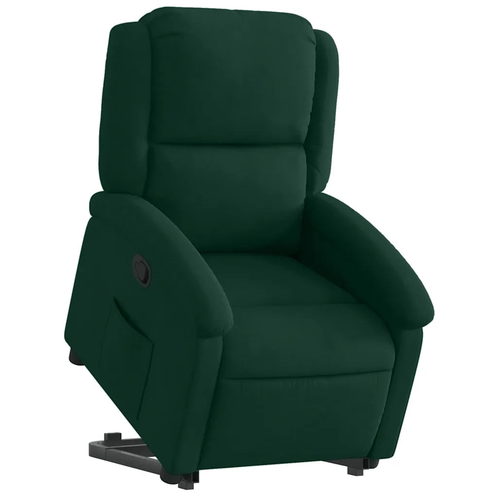 Poltrona | Sedia Relax Alzapersona Reclinabile Verde Scuro in Velluto