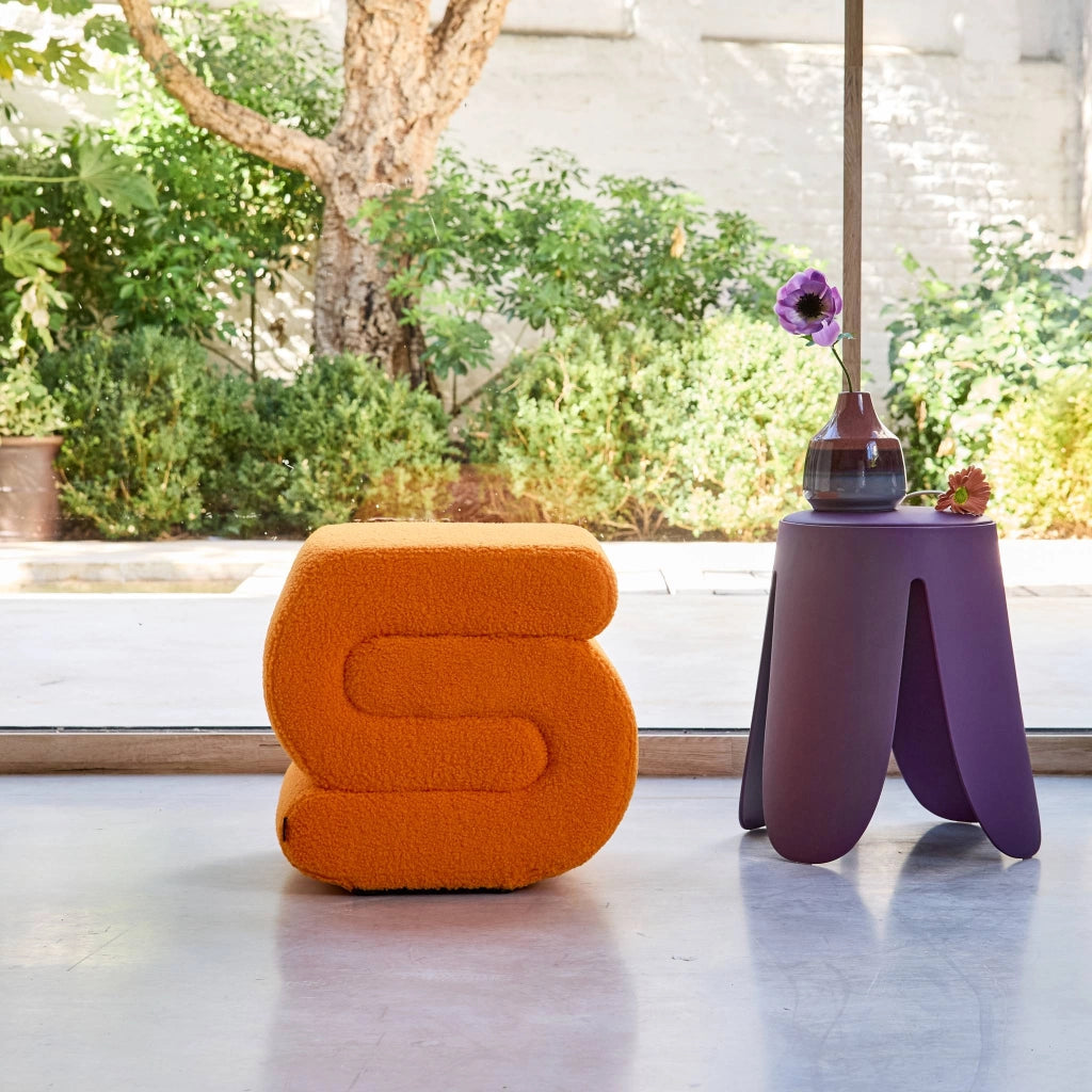 Pouf in bouclé, arancione