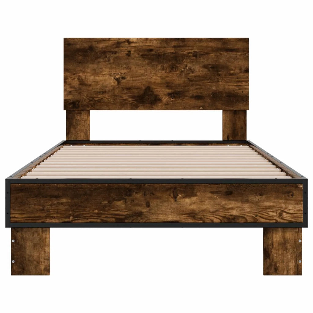 Struttura letto con testata-Giroletto Rovere Fumo 80 x 200 cm 603772