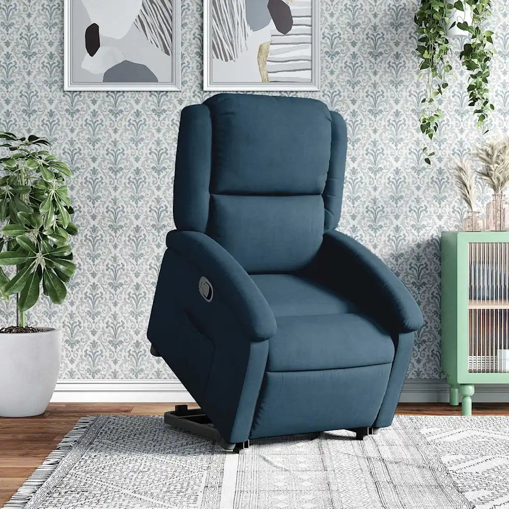 Poltrona Alzapersona Reclinabile Blu in Velluto 3204310
