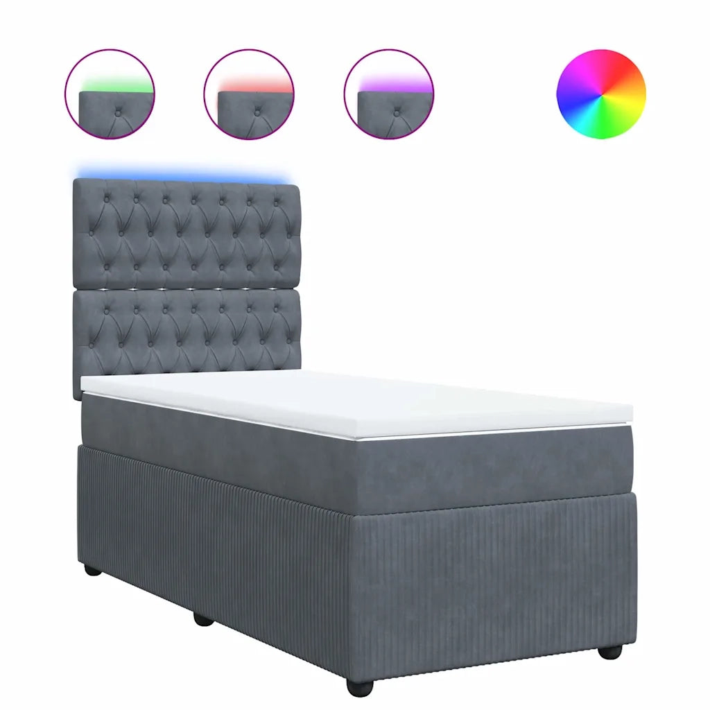 Giroletto a Molle con Materasso Grigio Scuro 80x200 cm Velluto