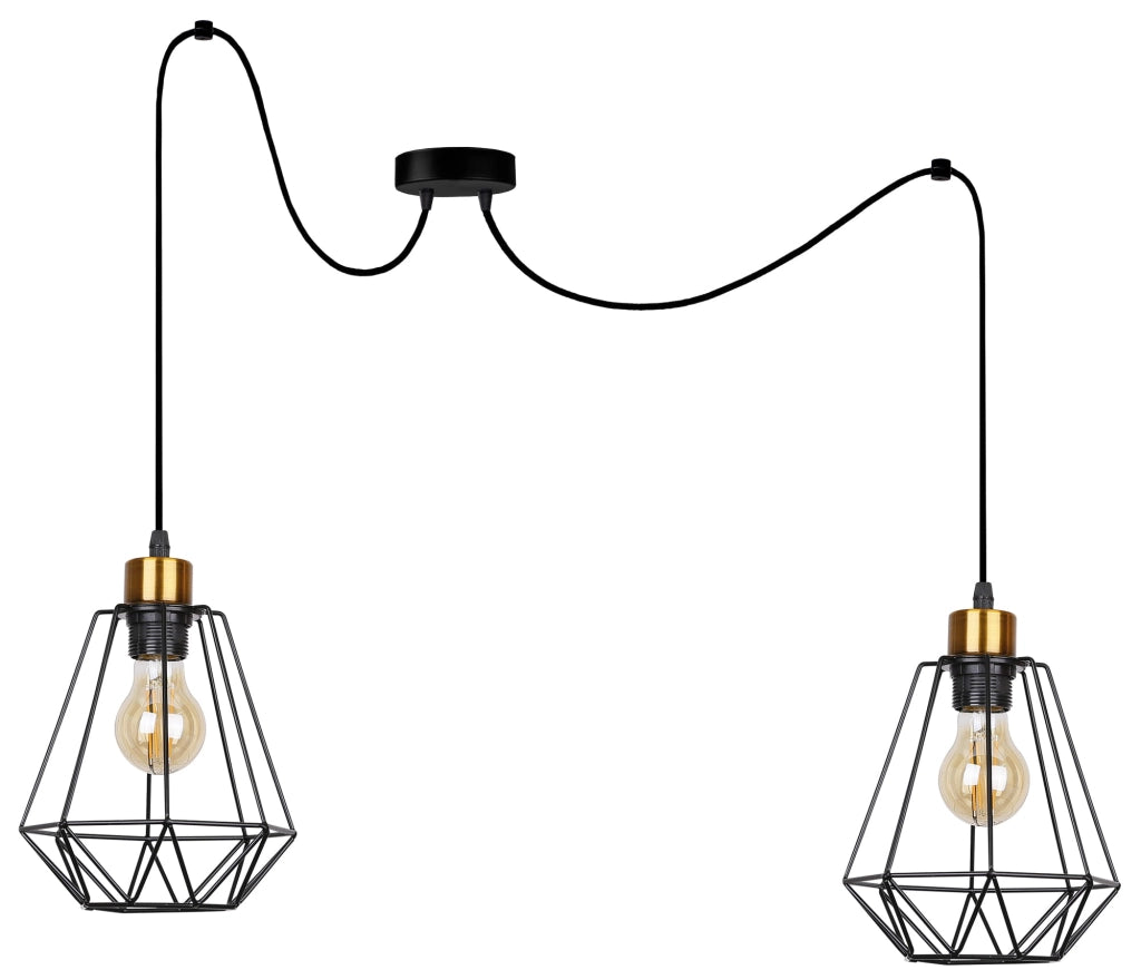 Lampada a sospensione Candellux Primo 2xE27 nero oro