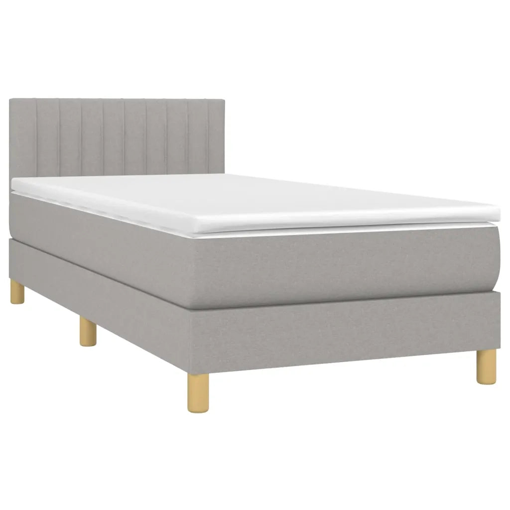 Letto a Molle Materasso e LED Grigio Chiaro 100x200 cm Tessuto 3133853