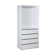 Modulo guardaroba con 4 cassetti e 1 spazio appendiabiti, bianco