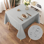 Tavolo Copri Tavolo in Lino 120x120cm, Colorazione Grigio Chiaro, Copri Tavolo in Poliestere con Effetto Lotus, Impermeabile e Resistente alle Macchie per Soggiorno, Cucina, Terrazza, Giardino
