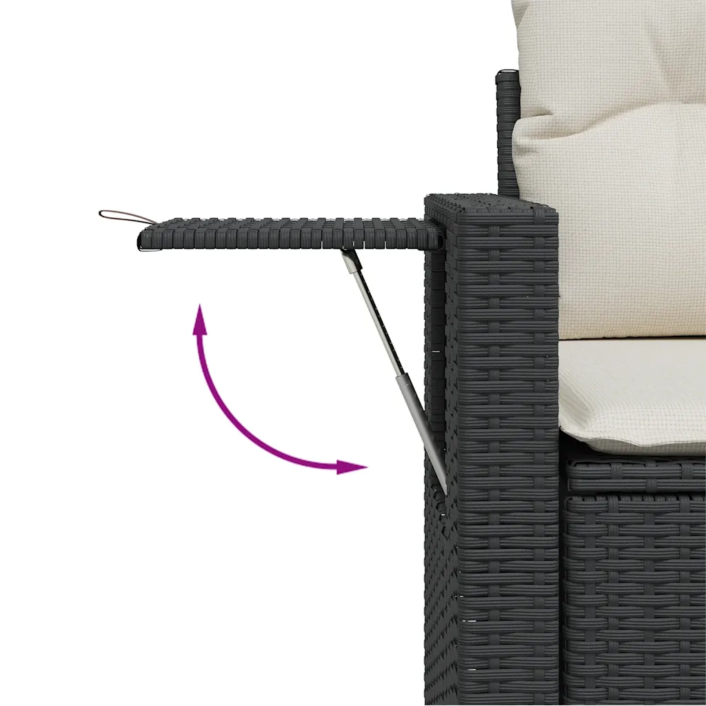 Set Divano da Giardino 6 pz con Cuscini Nero in Polyrattan 3267896
