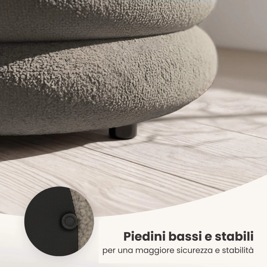 Pouf contenitore cilindrico in tessuto teddy 55 cm MOLLIS Moka