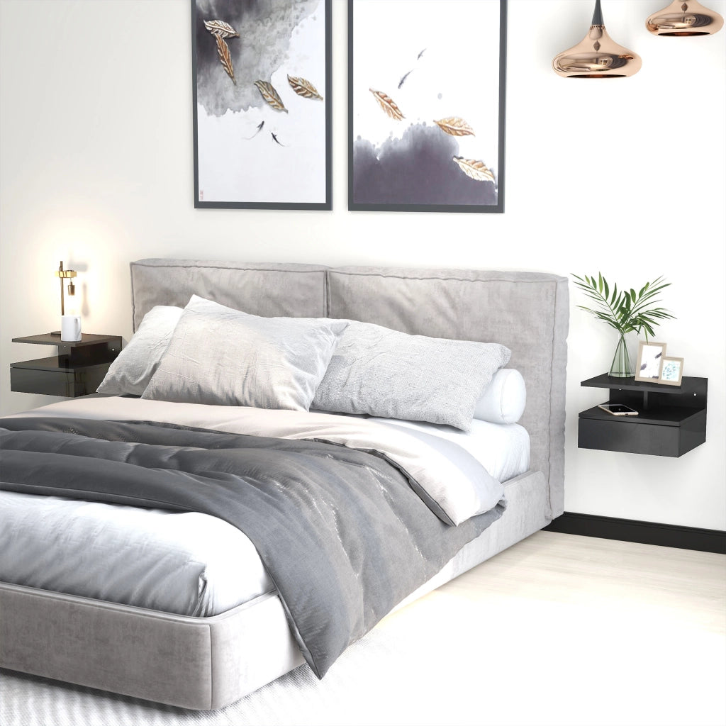 Comodino ¨C Minimal ¨C Nero Lucido 35x32x22,5 cm