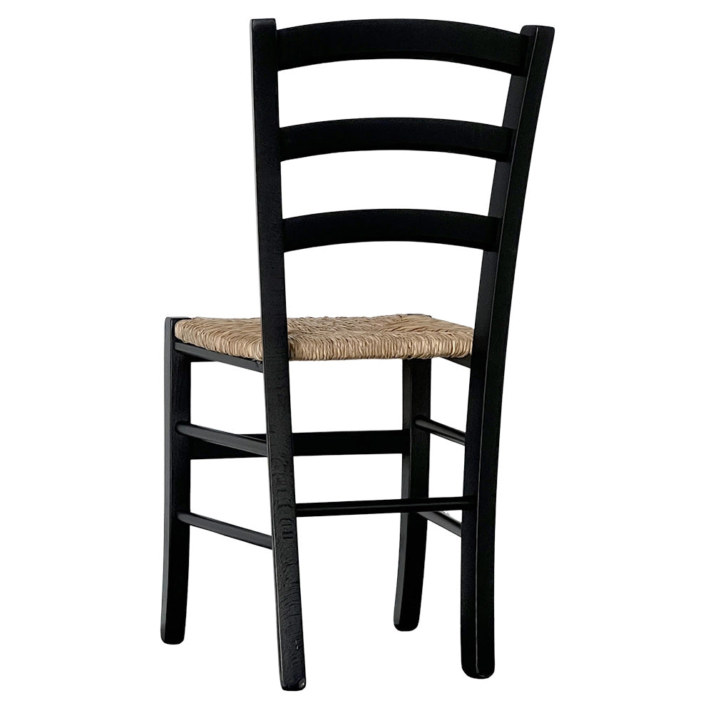 Sedie da sala da pranzo legno nero venezia con seduta in paglia x4