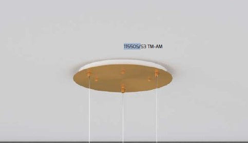 SOSP. OTTONE SAT. TONDA 3 LUCI VETRI TUTTI MEDIO AMBRA 1155OS-S3 TM-AM
