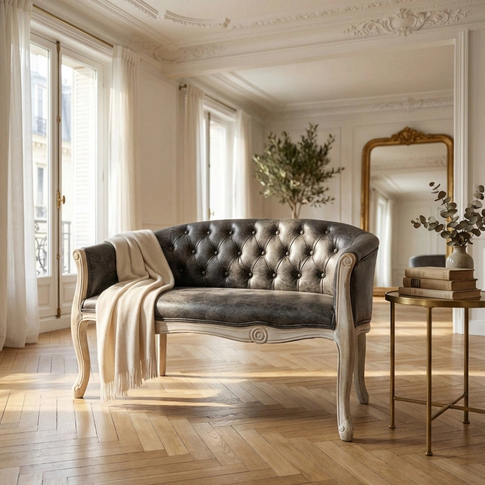 DIVANO COLEMAN IN ECOPELLE VINTAGE GRIGIO