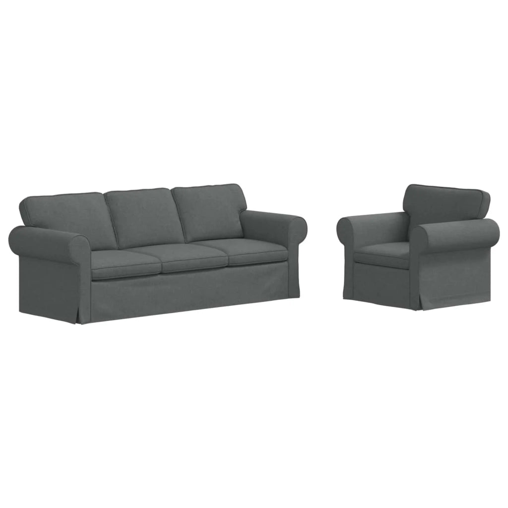 Set di divani 2 pcs Grigio scuro 215 x 82 x 80 cm Tessuto 3407575