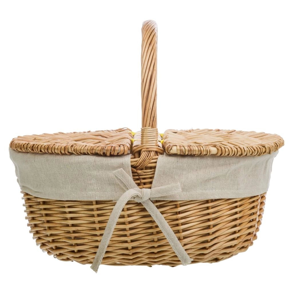 Cesto vimini marrone foderato 35x28x14,5/31h cm