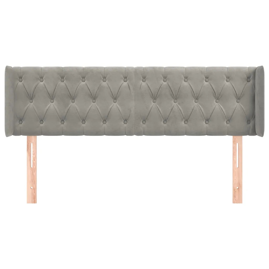 Testiera | Testata ad Orecchio Grigio Chiaro 163x16x78/88 cm in Velluto