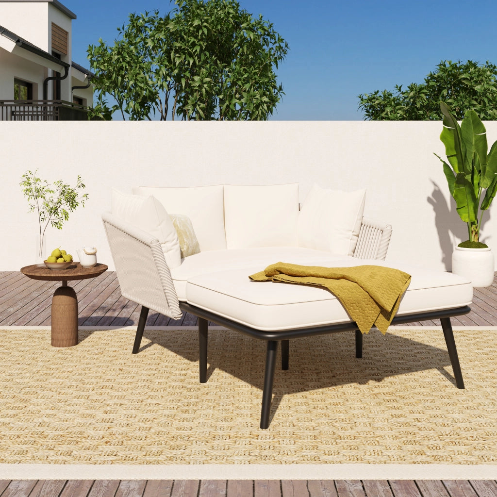 Divano da Giardino con Cuscini ¨C MINIMAL ¨C Beige, Set Lounge Esterno