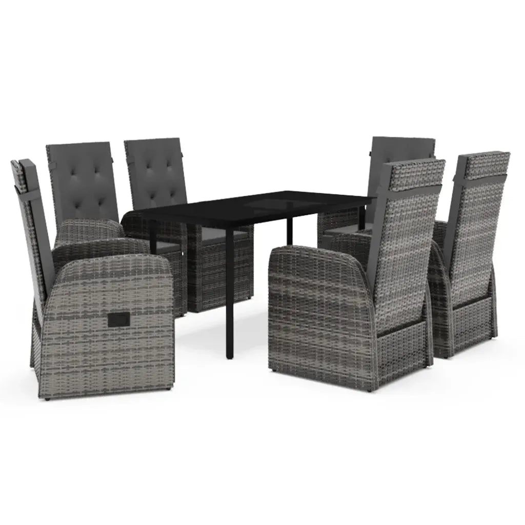 Set da Pranzo da Giardino 7 pz con Cuscini Grigio 3099497