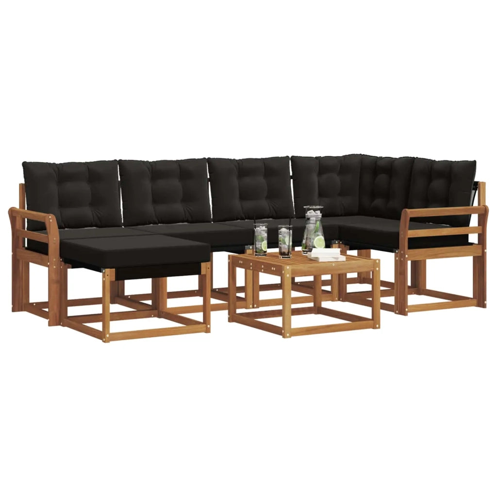 Set di divani da esterno con cuscino 7 pcs Naturale e Nero 3368859