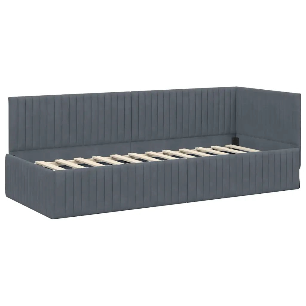Cornice del letto ad angolo Grigio scuro 80 cm x 200 cm Velluto