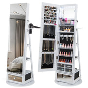 Mobile portagioielli girevole a 360° 56 x 164 cm con specchio a figura intera spazio di archiviazione ottimale MDF bianco 20_0015079