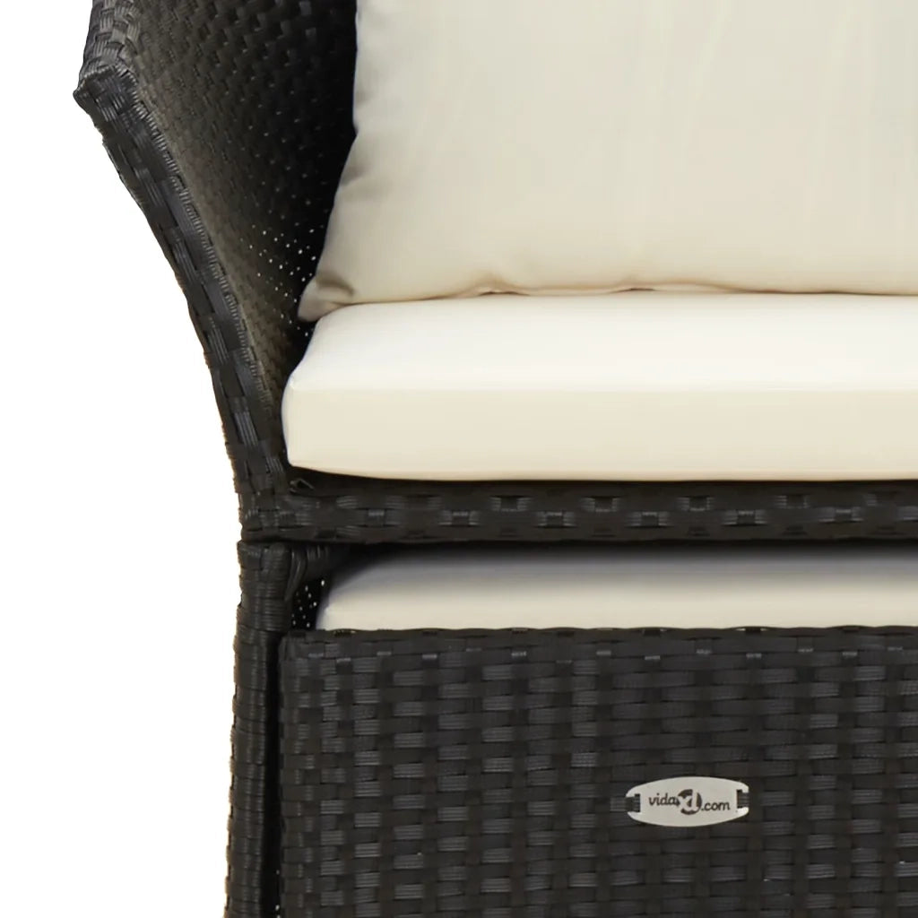Set da Giardino 2 pz con Cuscini Nero in Polyrattan 319684
