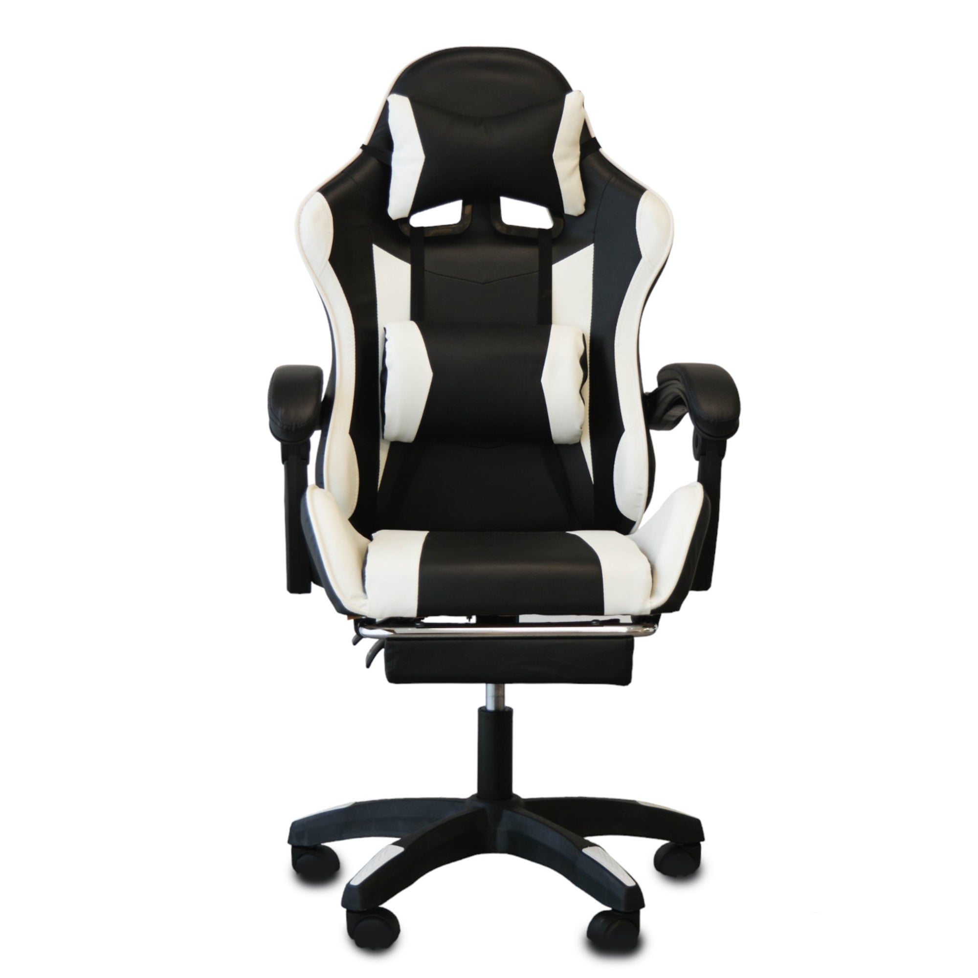 Poltrona Racing Omega C/P-Piedi Nera/Bianca Similp