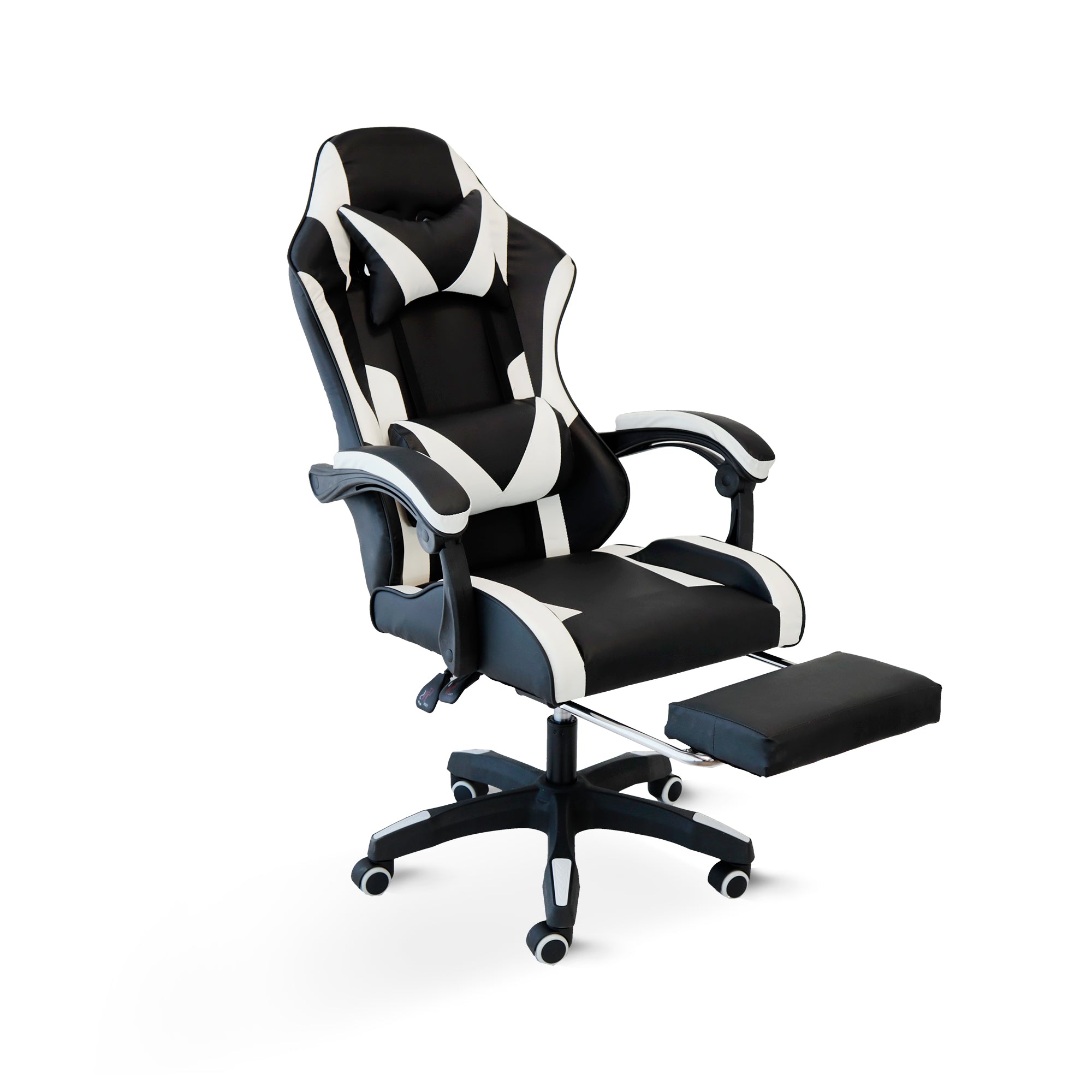 Poltrona Racing Omega C/P-Piedi Nera/Bianca Similp