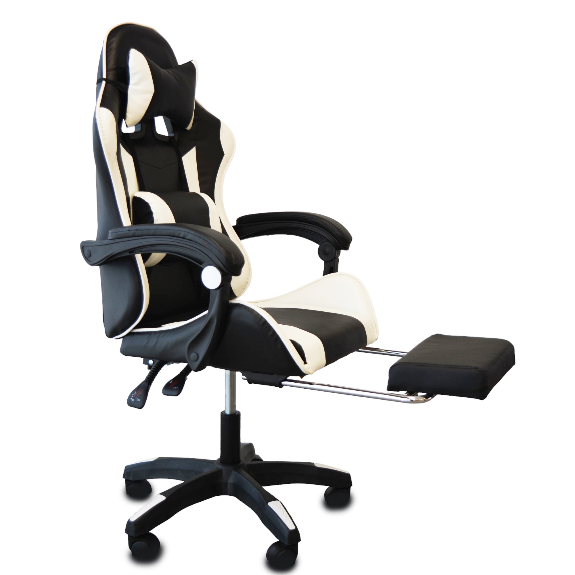 Poltrona Racing Omega C/P-Piedi Nera/Bianca Similp